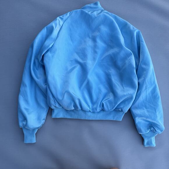 VTG Austin Open Blue Satin Bomber Jacket Mens Medium Varsity Bowling Texas - Picture 3 of 6